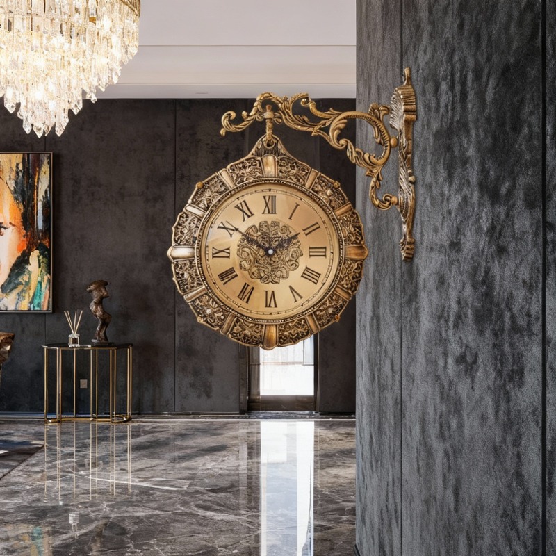 Luxury Lifestyle Aesthetics - ساعة حائط نوردية عتيقة الطراز لغرفة