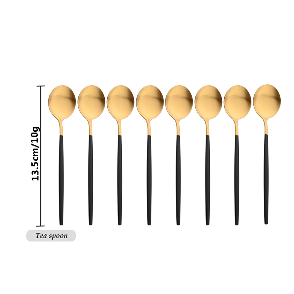 Drmfiy مقبض أسود الذهب مجموعة  - مراجعة Gold Plated Cutlery وسعره