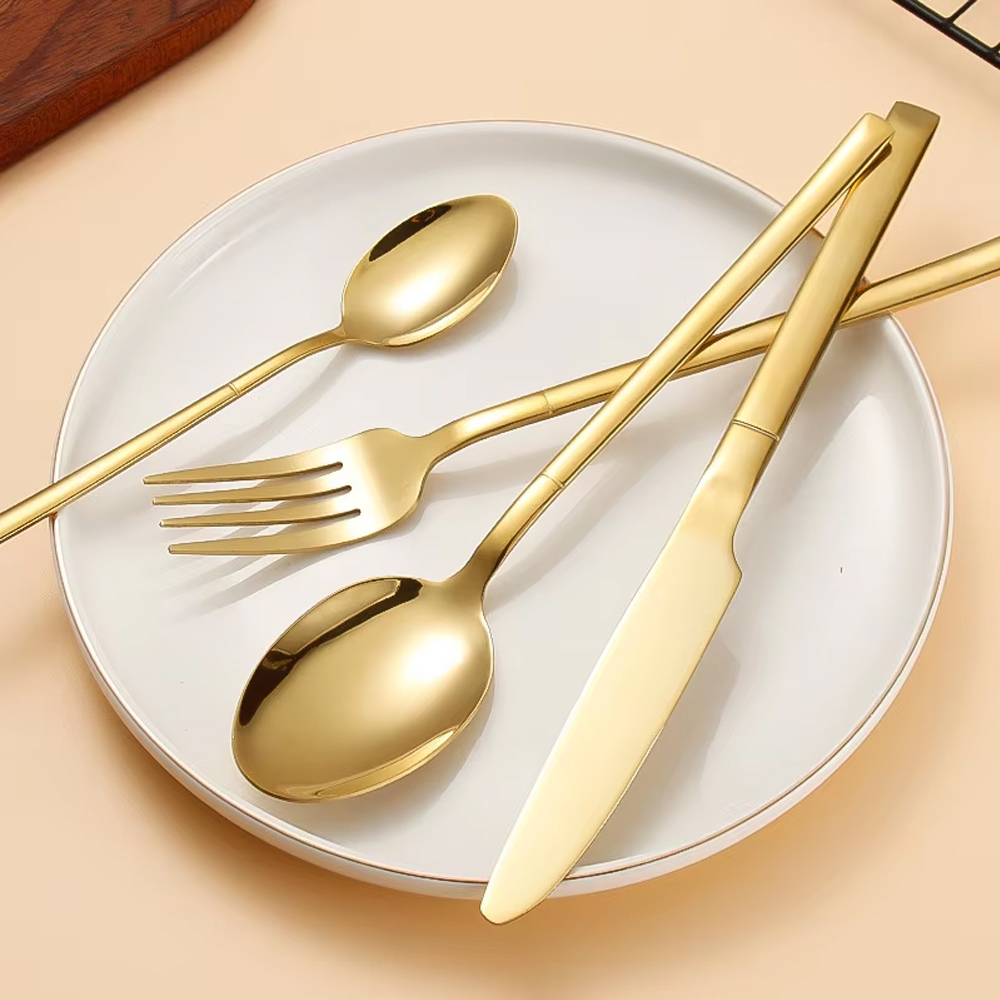 6/24/30 قطعة مجموعات أدوات الم - مراجعة Gold Plated Cutlery وسعره