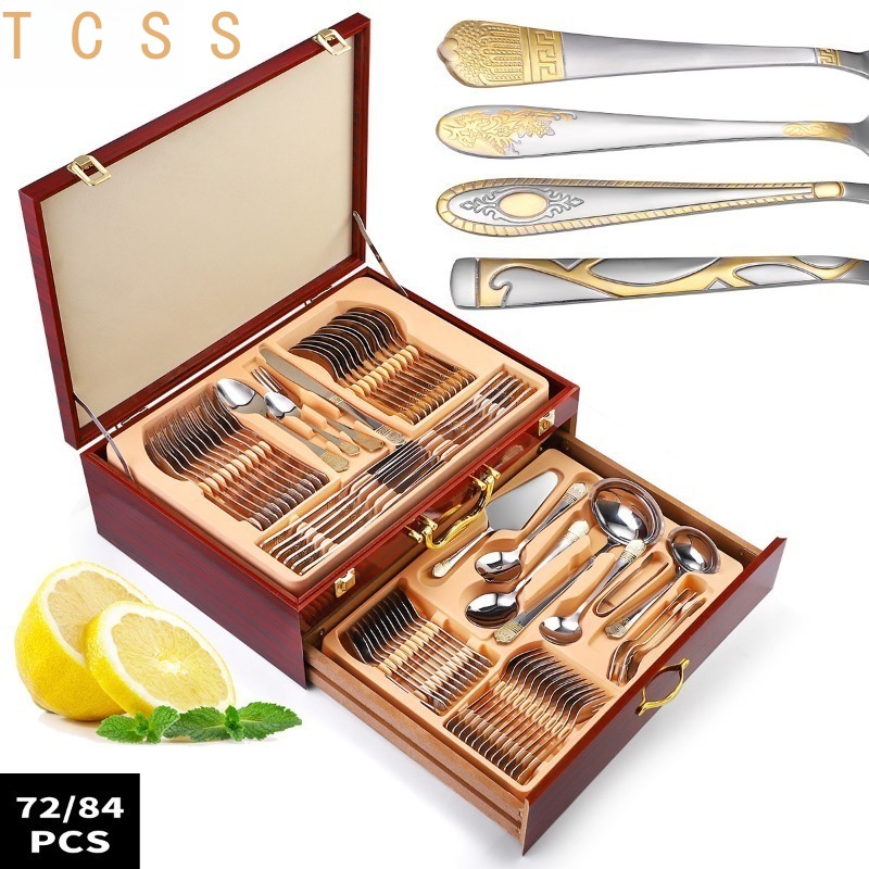 طقم أدوات مائدة من الفولاذ الم - مراجعة Gold Plated Cutlery وسعره