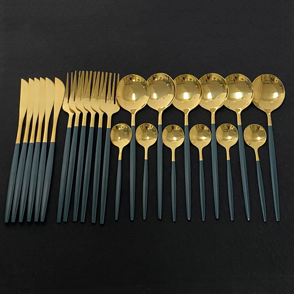 24 قطعة أواني الطعام الملونة م - مراجعة Gold Plated Cutlery وسعره